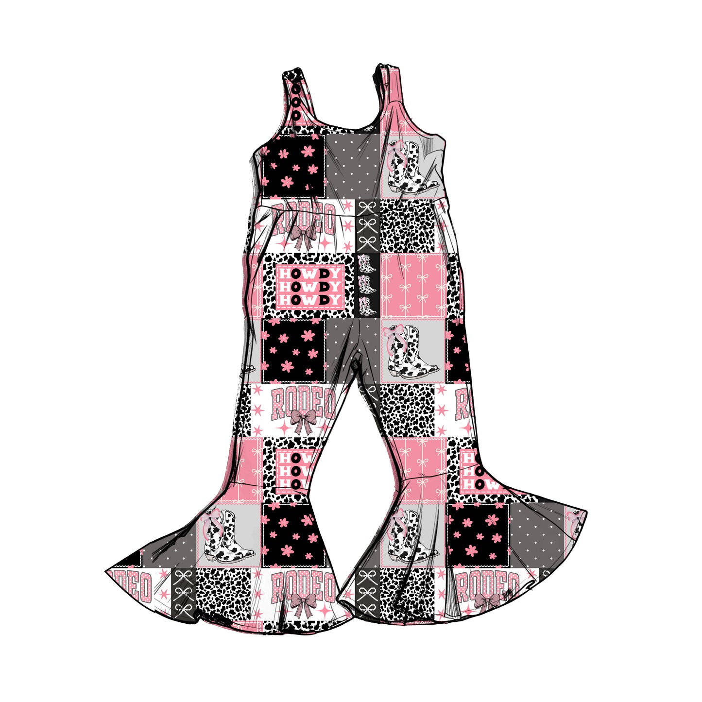 Howdy Darlin' Ribbed Bell Bottom Romper