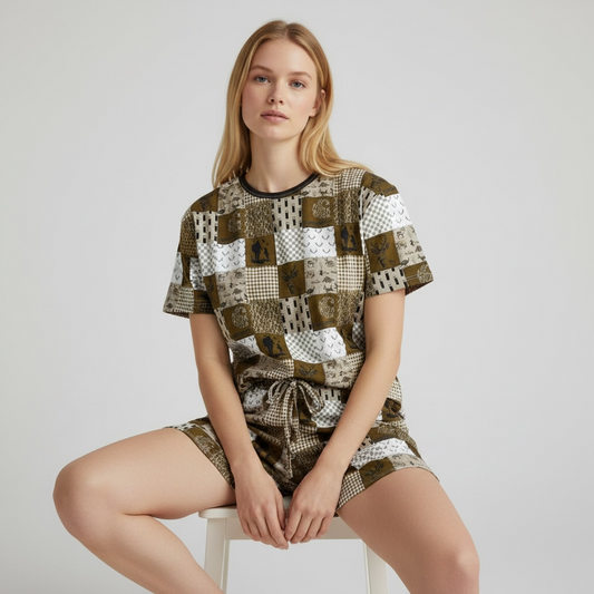 Buck Hunting Patchwork Mom Set